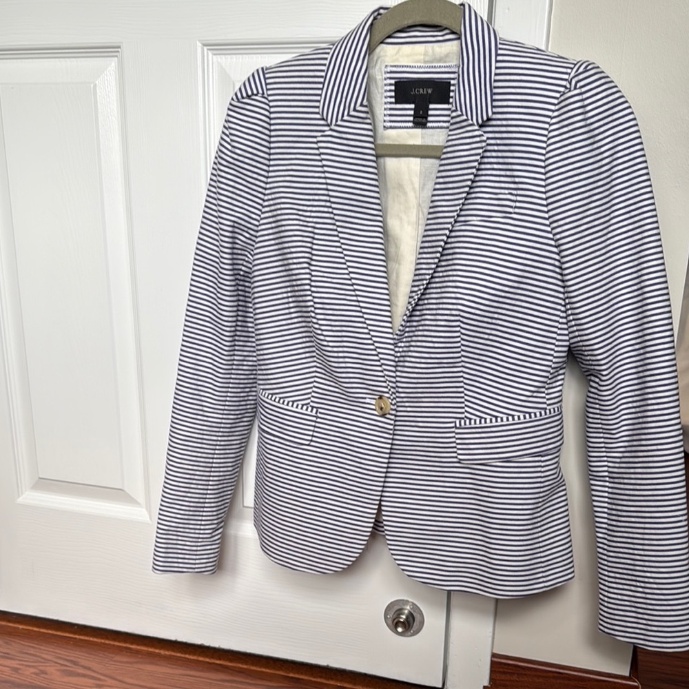 Striped Blazer with Button Detail